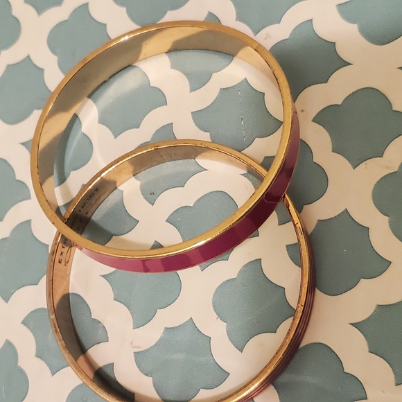Oscar de la Renta Extraordinary Pink Enamel Gold plated 2 Bangle - Picture 7 of 7